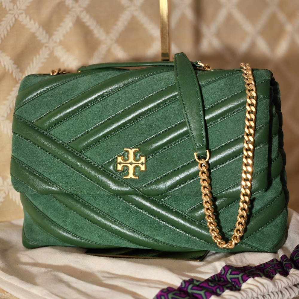 Tory Burch Green Chevron Shoulder, New with Tag